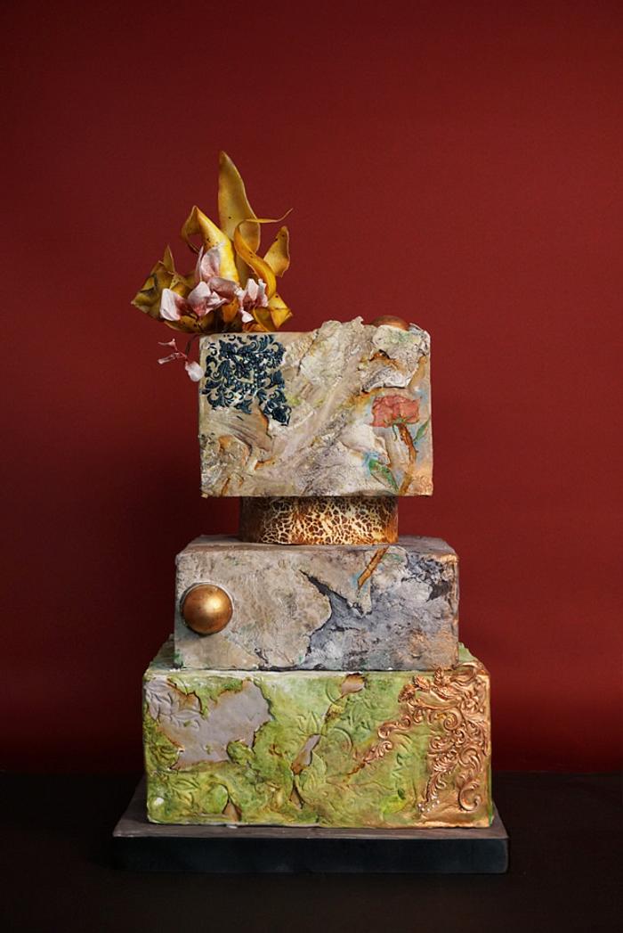 Art Deco Stone Effect cake - Decorated Cake by Duygu - CakesDecor