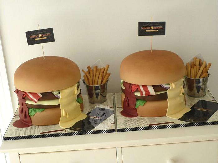 Double burger cakes