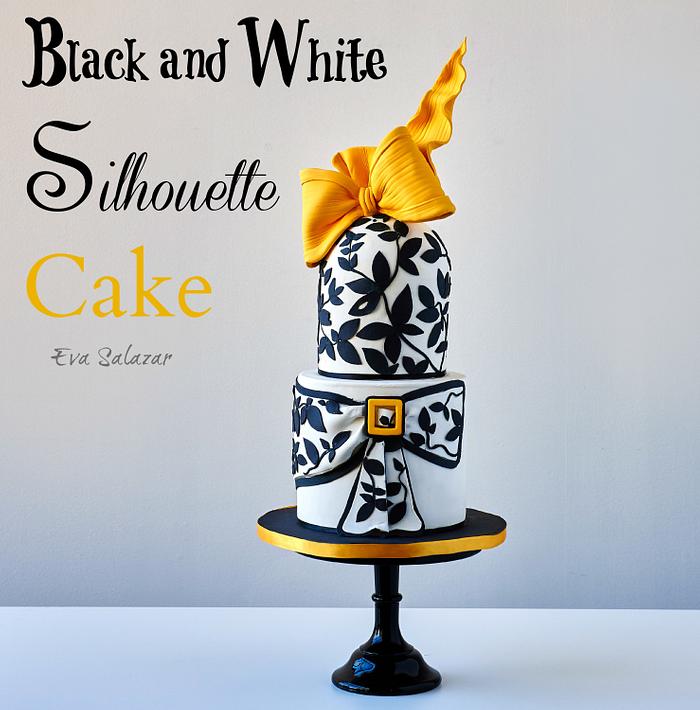 Black and White Silhoutte Cake