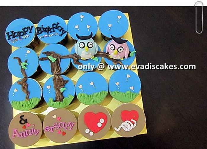 Couple Owls Cupcakes
