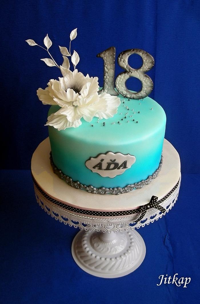 Blue cake with peony