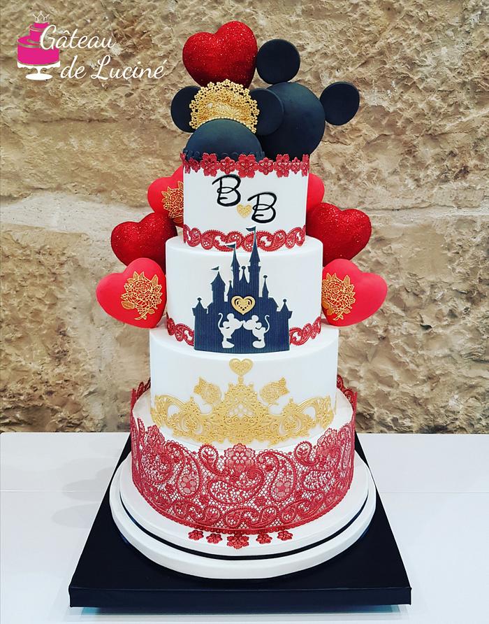 Disney themed wedding cake 