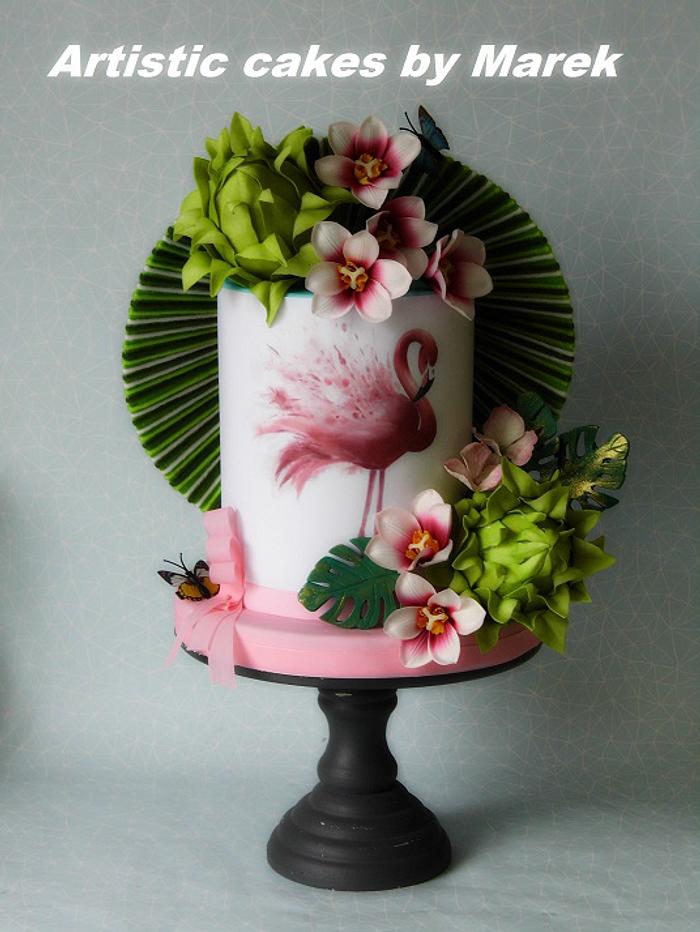 Flamingo birthday cake