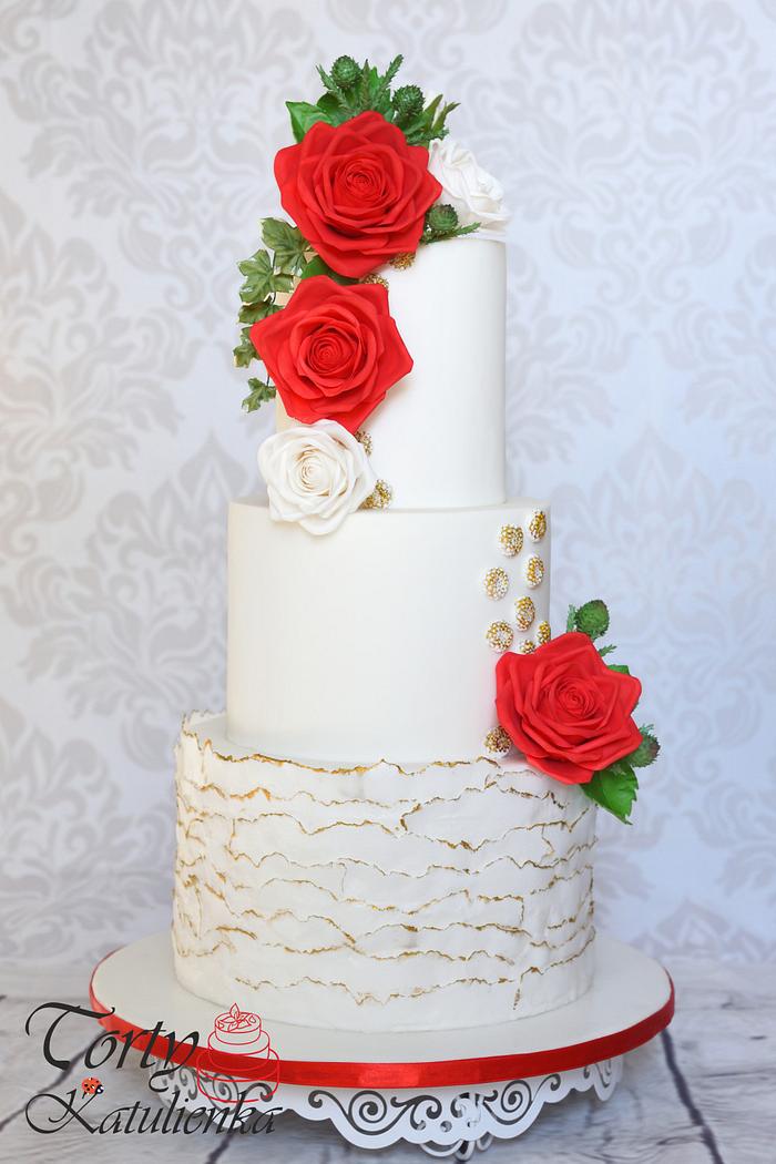 Wedding Cake with sugar roses