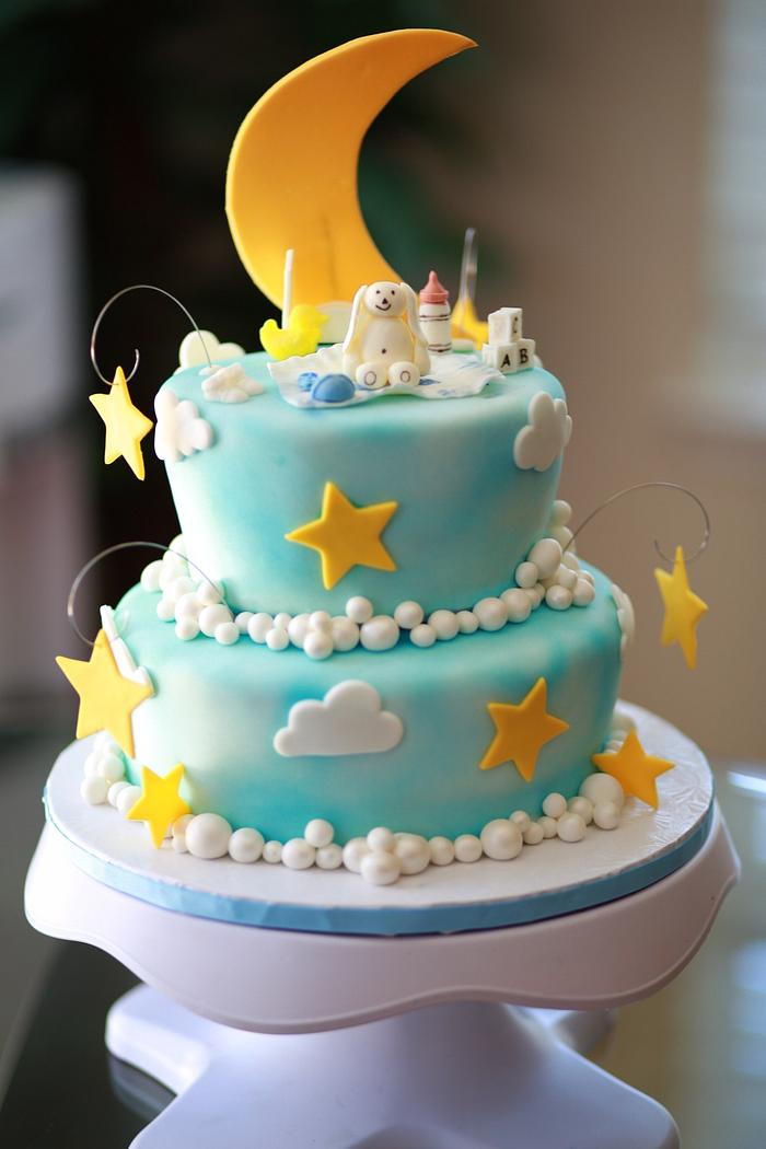 Twinkle twinkle star baby boy shower cake
