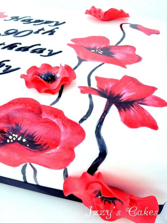 Poppies- hand -painted and sugar flowers