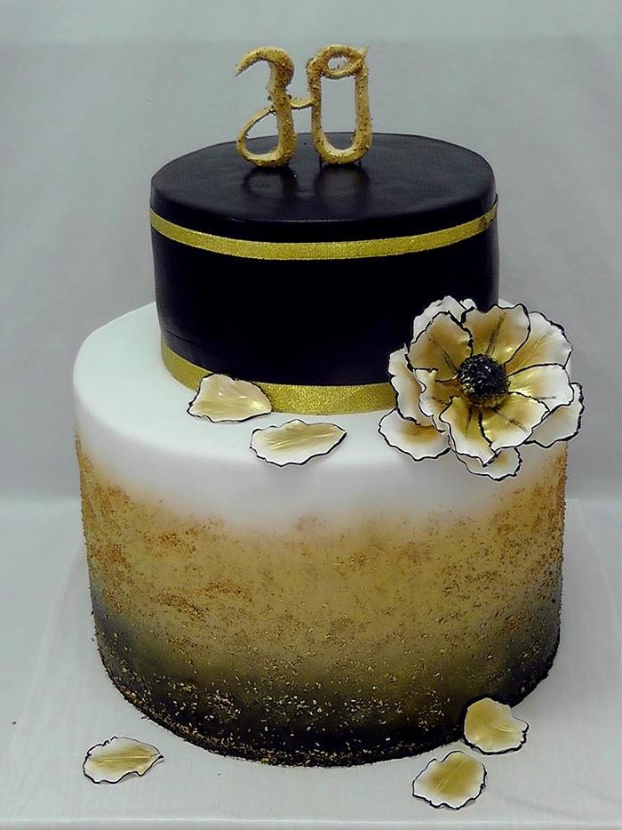 Black and gold ombre cake