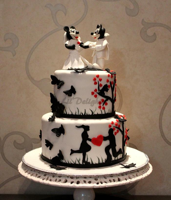 Mickey and Minnie Engagement Cake !!