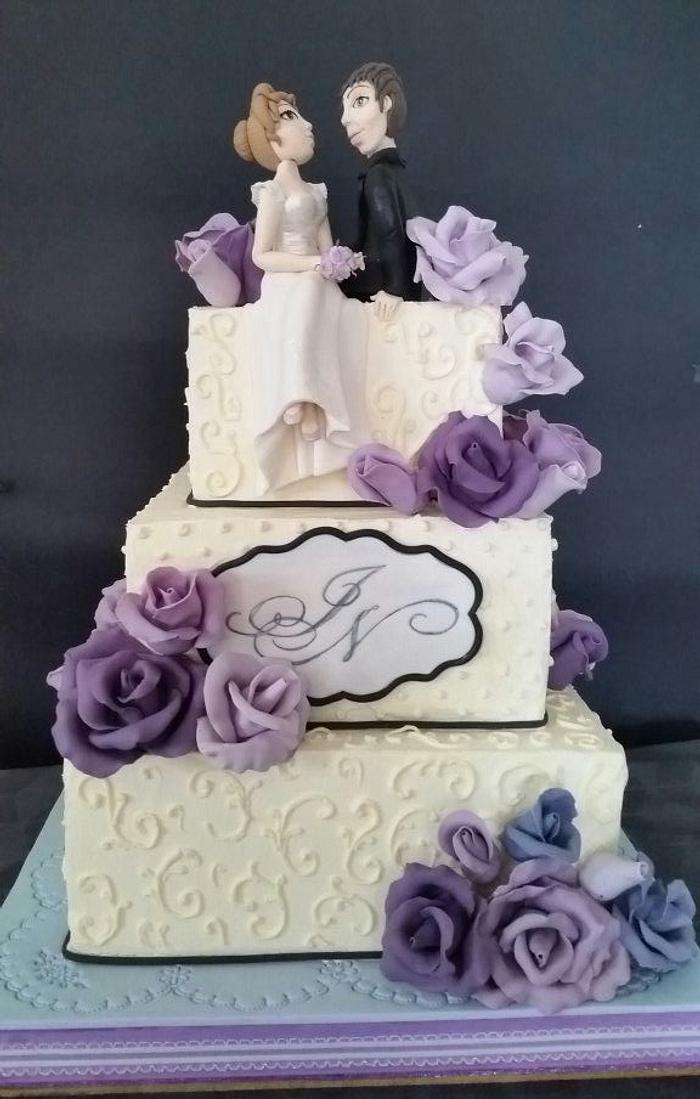 purple wedding cake.