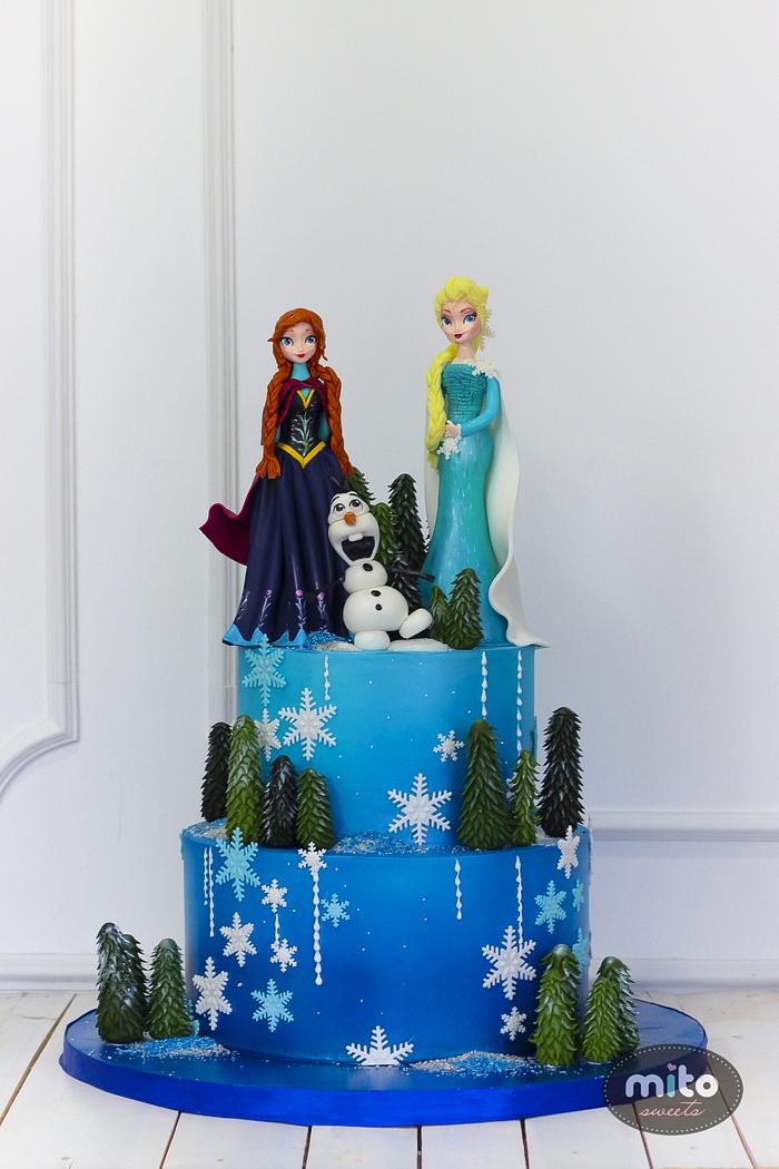 Frozen theme cake with sugar toppers 