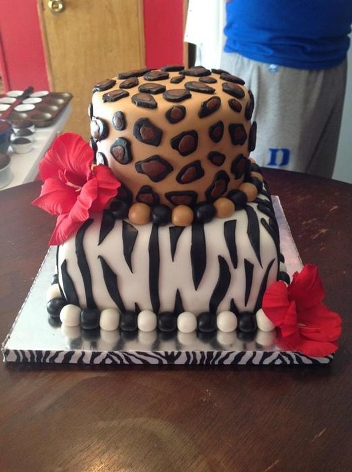 Zebra print birthday cake