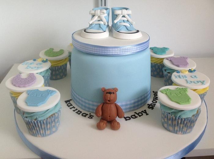 Baby shower cake and cupcakes