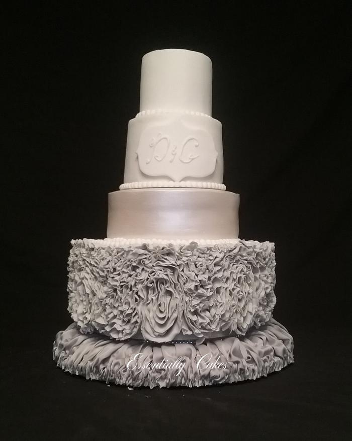 Grey Ruffle wedding cake