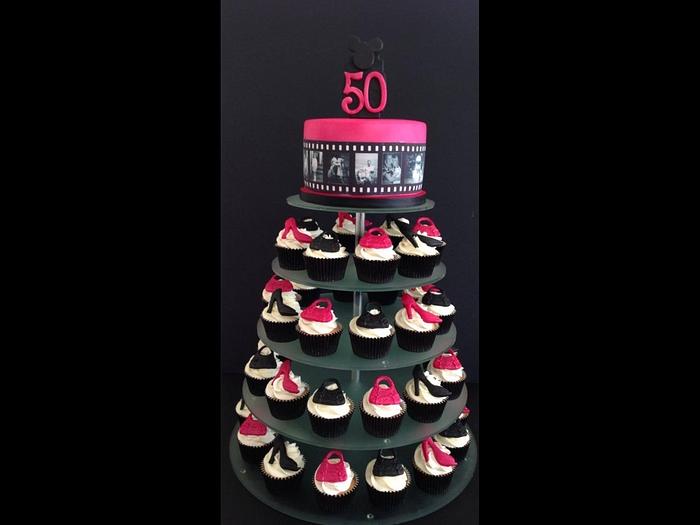 50th birthday cupcake tower 