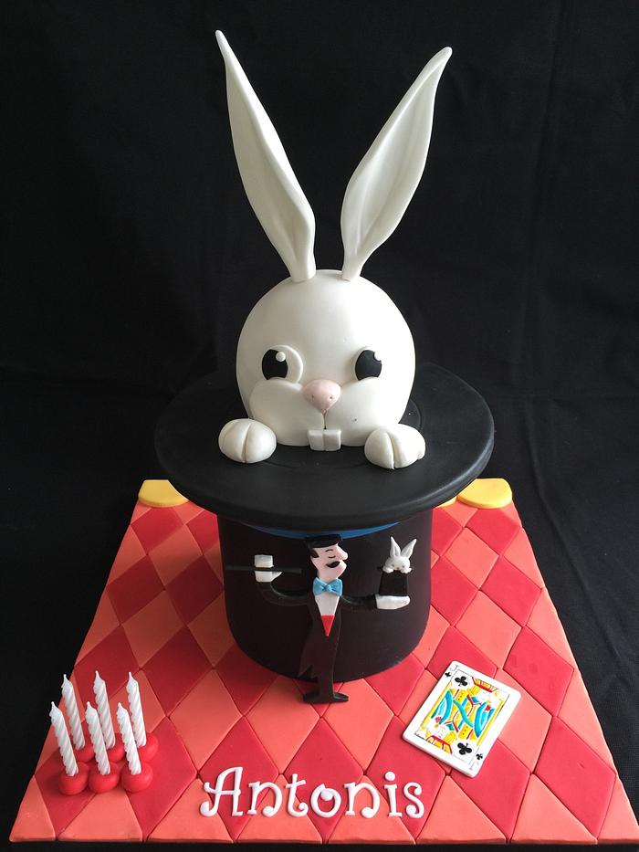 Rabbit out of a magic hat cake