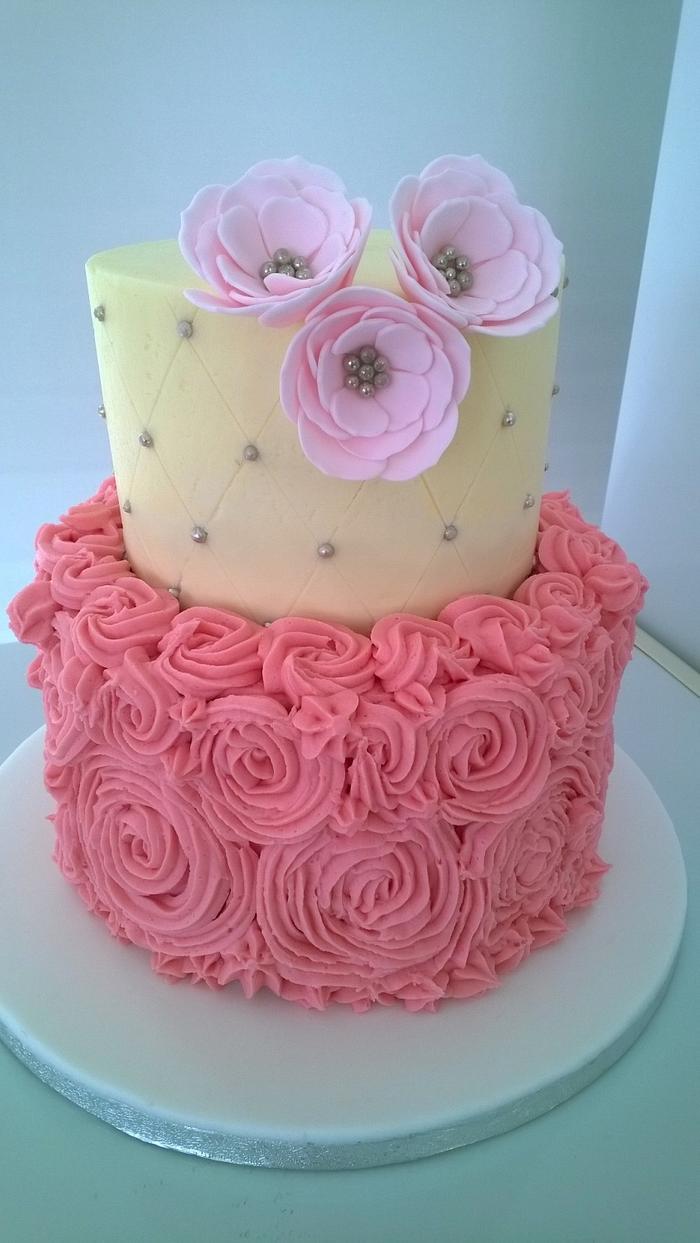 Pink buttercream birthday cake
