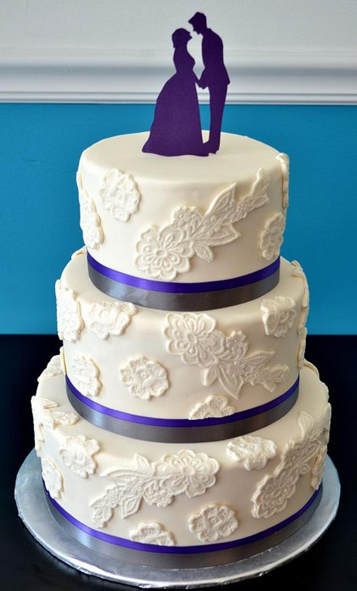 Ivory and Lace Wedding Cake