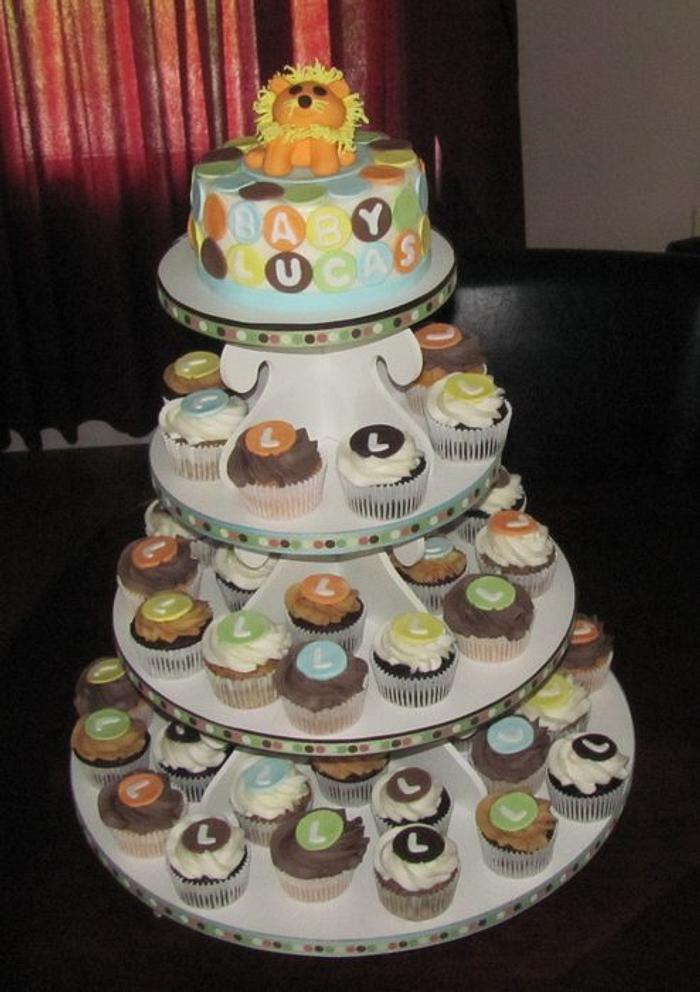 King of the Jungle Baby Shower Cupcake Tower