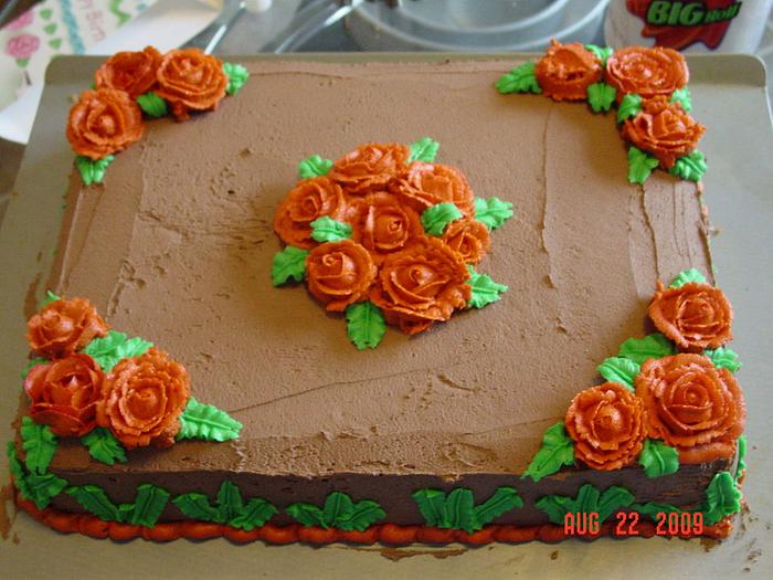 Practice Rose Sheet Cake