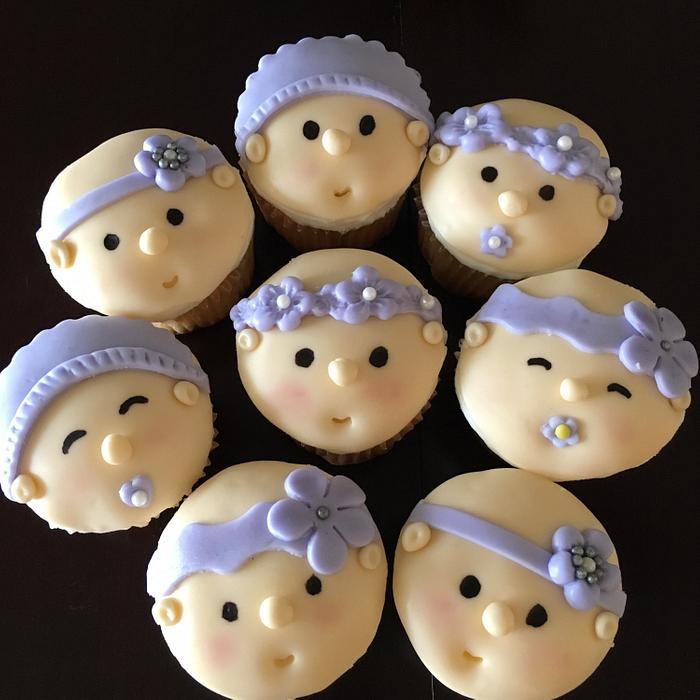 Baby girl face cupcakes