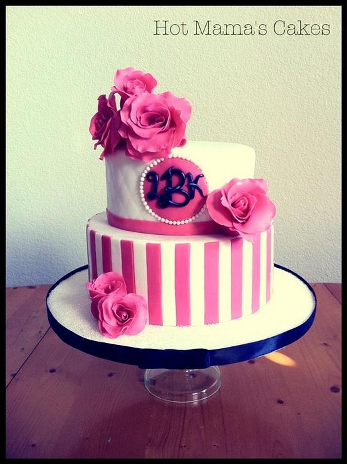Pink stripes and Roses wedding