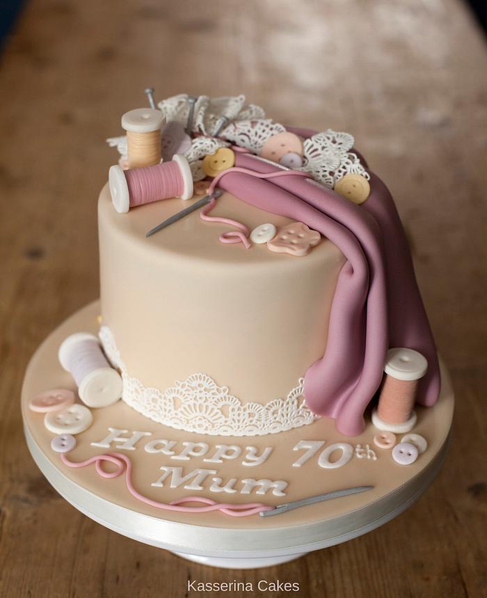 Sewing birthday cake for 70th 