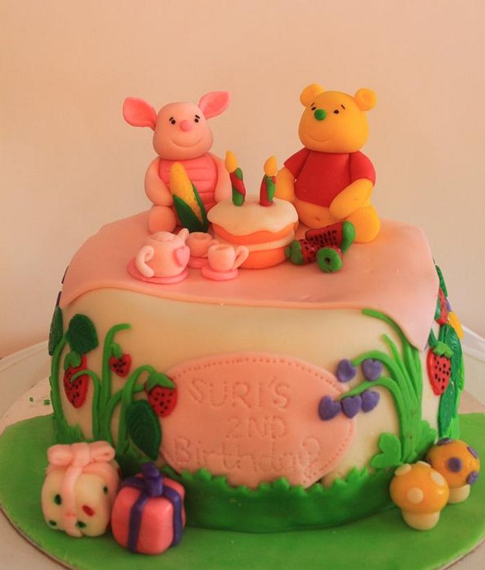 Winnie the Pooh and The Piglet picnic cake - birthday cake for my girl
