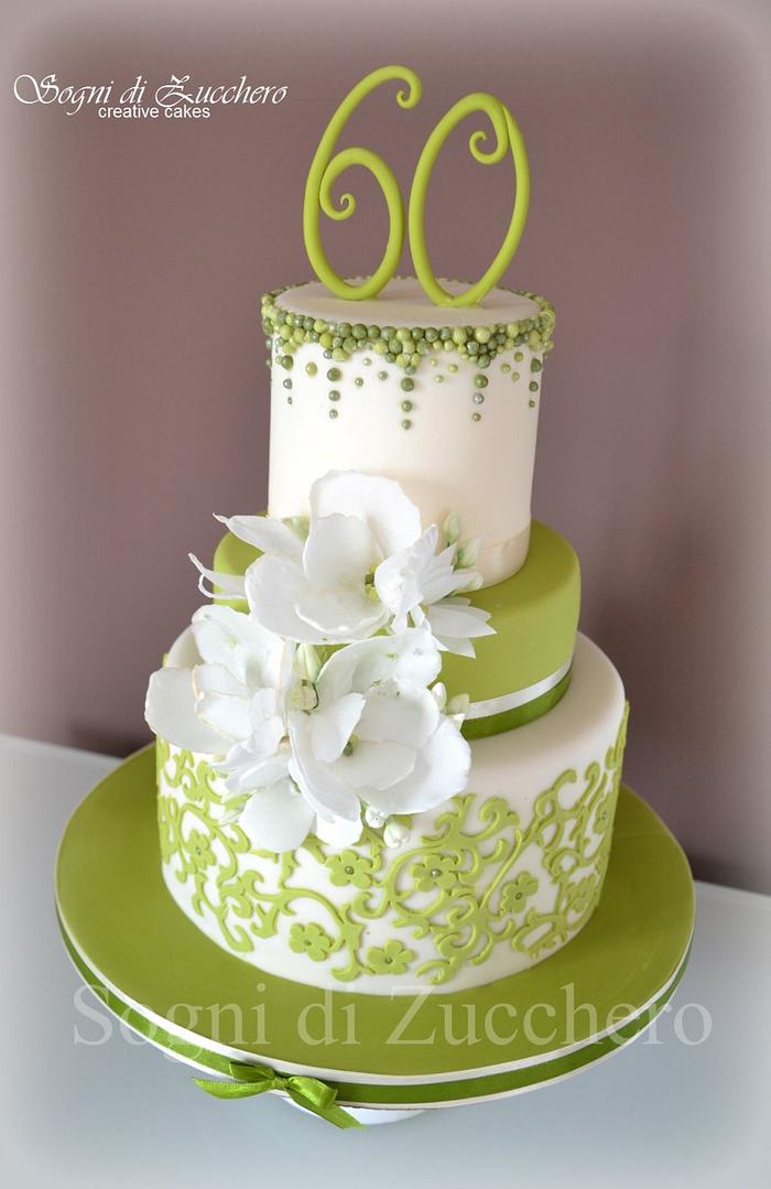 Green and wafer paper flowers