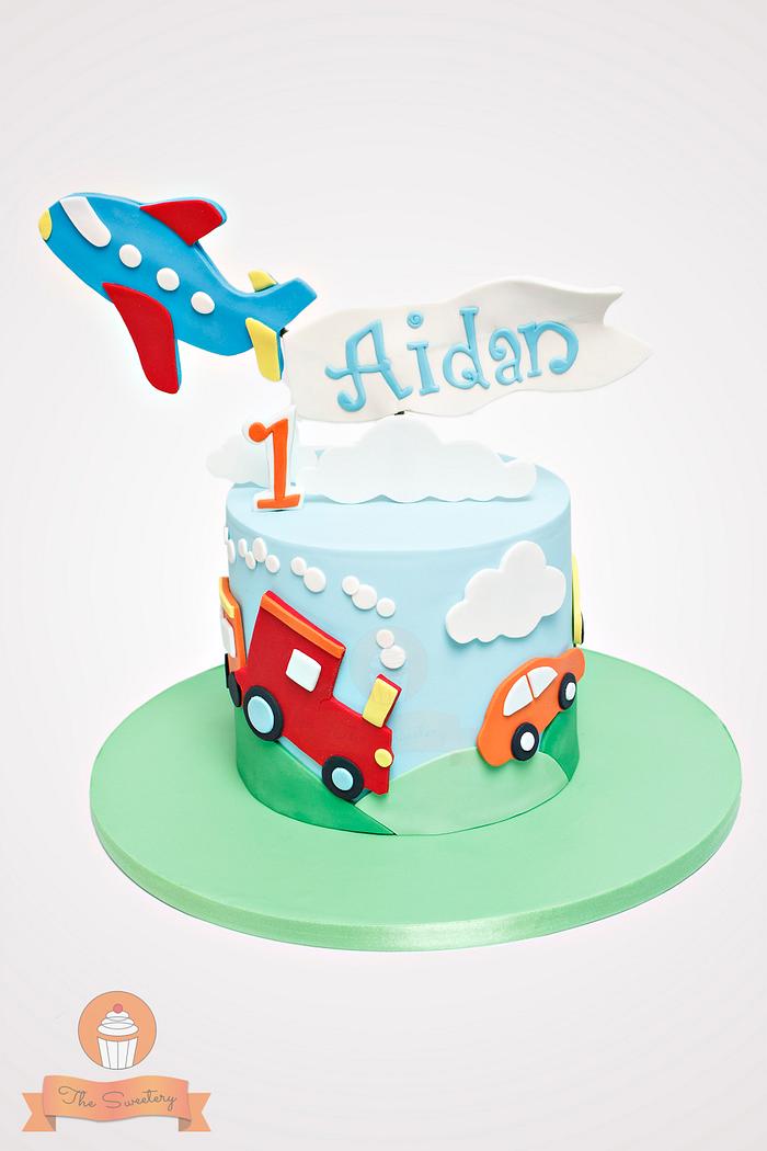 Airplane, Trains and Cars cake