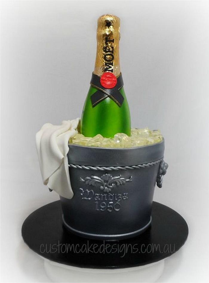 Moet Champagne in Bucket Cake