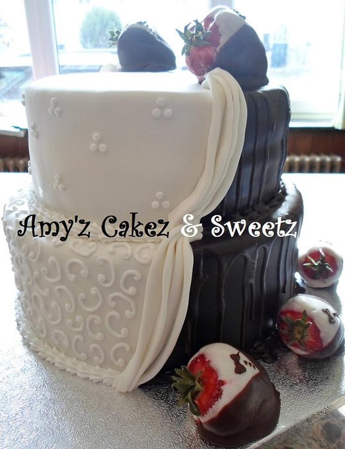 half Bride half Groom's wedding cake