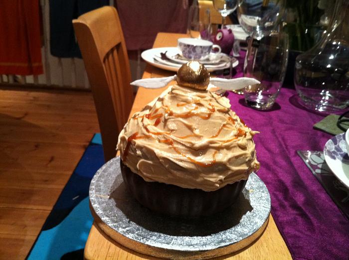 Butterbeer giant birthday cupcake