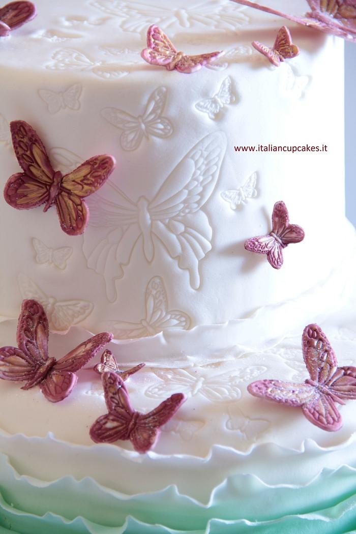 ruffled butterfly cake