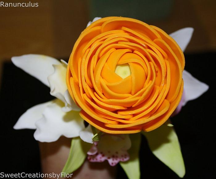 Ranunculus and Orchids Sugar Flowers