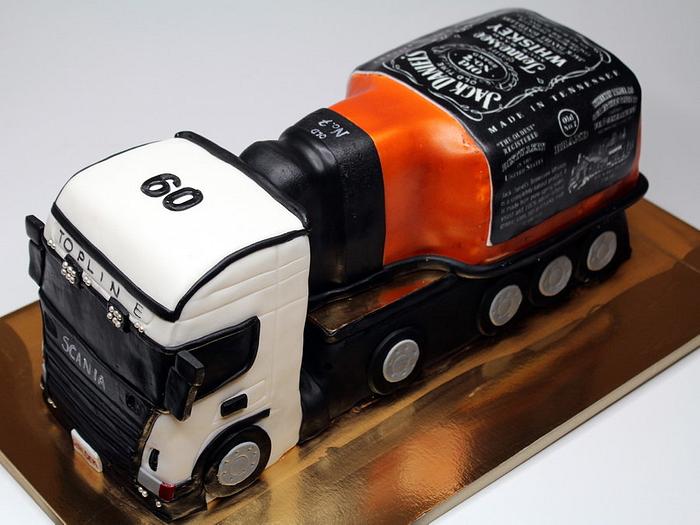 Scania Truck and Jack Daniel's Whisky Birthday Cake