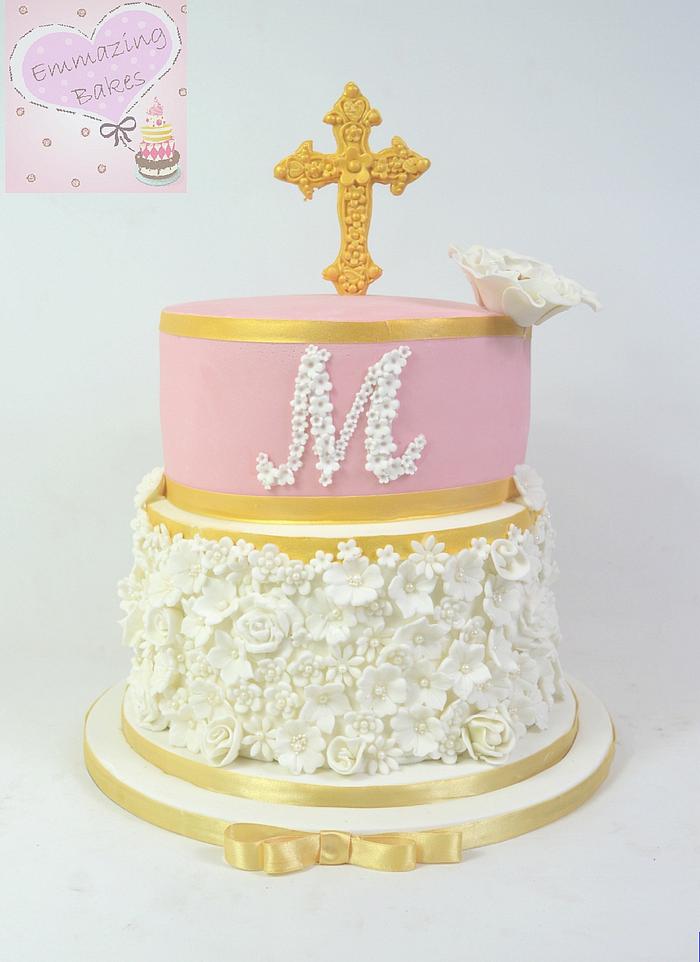 pink and gold christening 