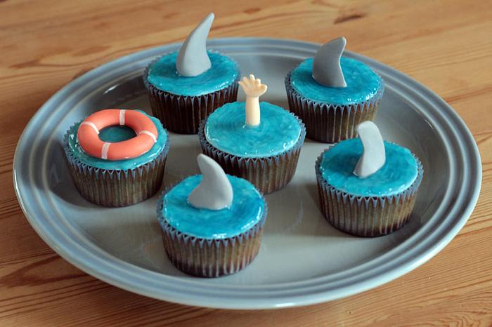 Shark Week cupcakes