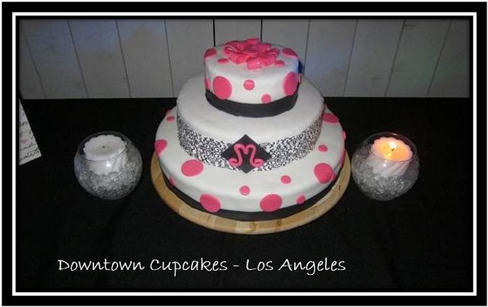 Black, White, & Pink Cake