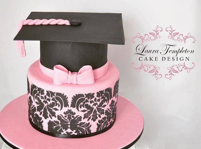 Damask Graduation Cake