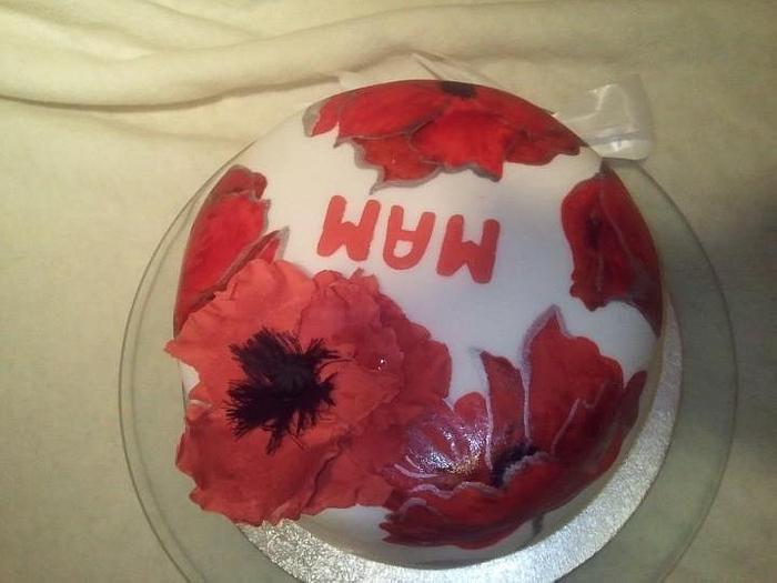 Hand Painted Poppy Cake