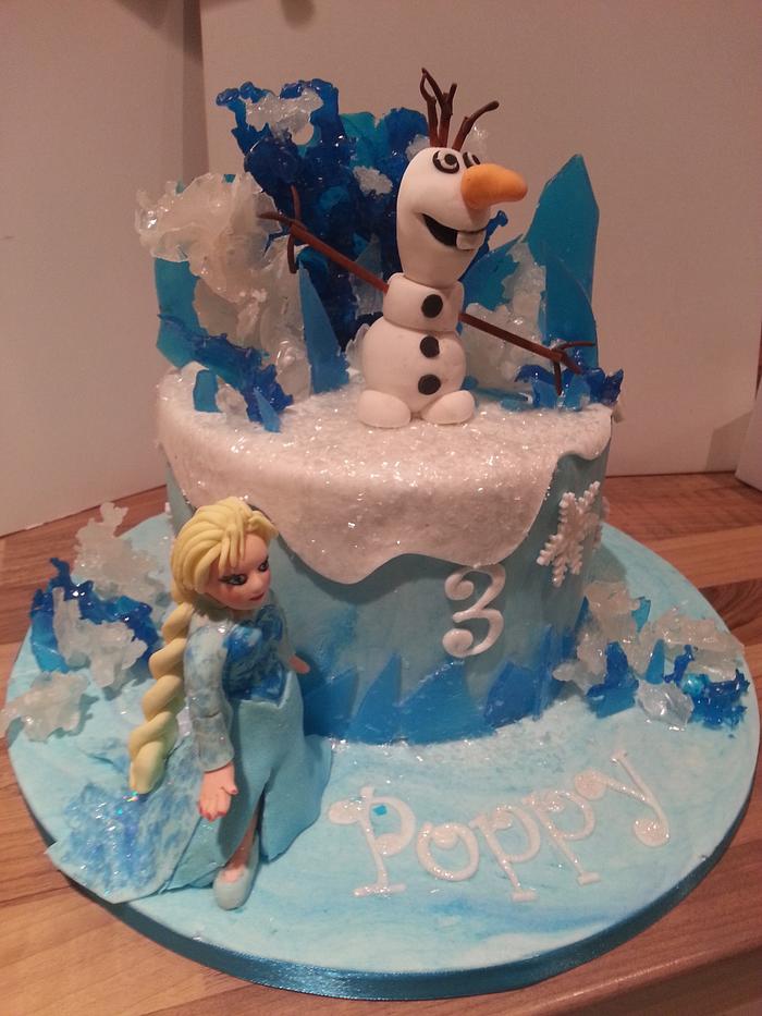 Frozen Cake with Olaf and Elsa