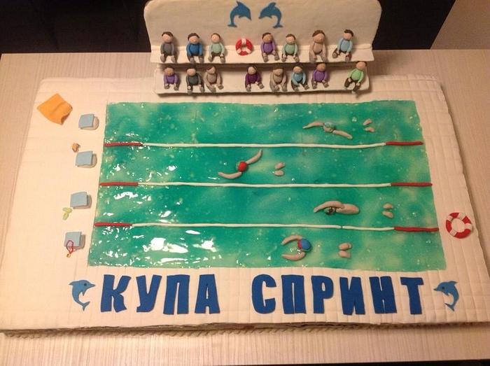 Swimming pool cake