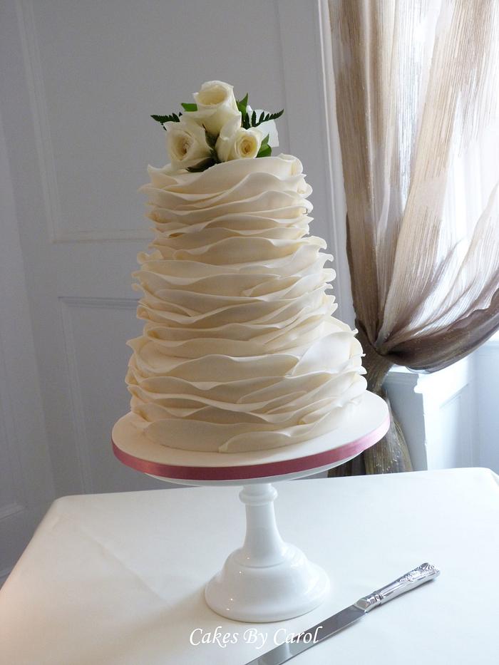Ivory Ruffle Wedding Cake