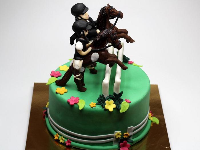 Jockeys on Horses Birthday Cake