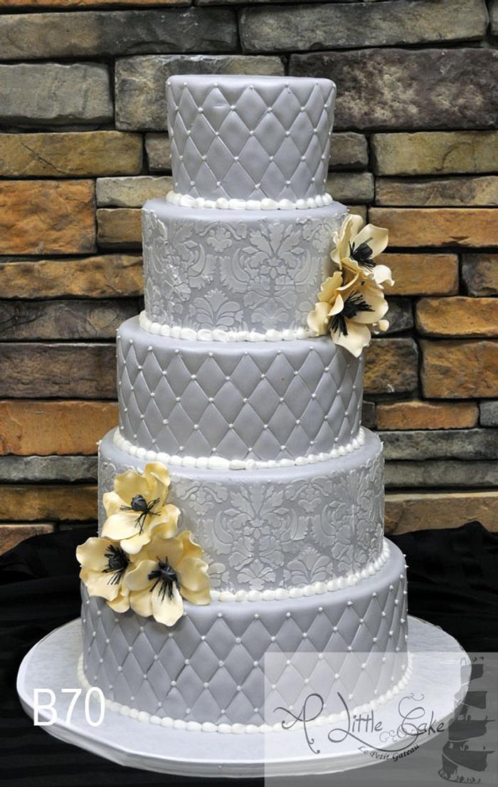 Fondant Wedding Cake With Quilting And Damask Print