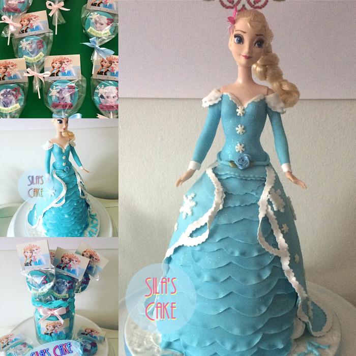 Elsa doll cake and lollipop 