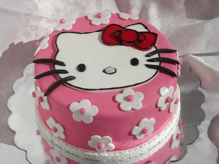 hello kitty birthday cake with mini cupcakes
