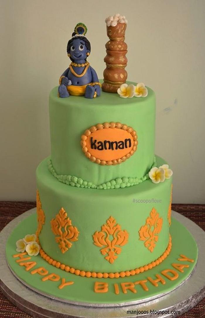Krishna theme cake... | Elegant birthday cakes, Baby birthday cakes, Jungle birthday  cakes