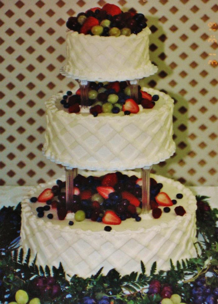 Buttercream fresh fruit wedding cake