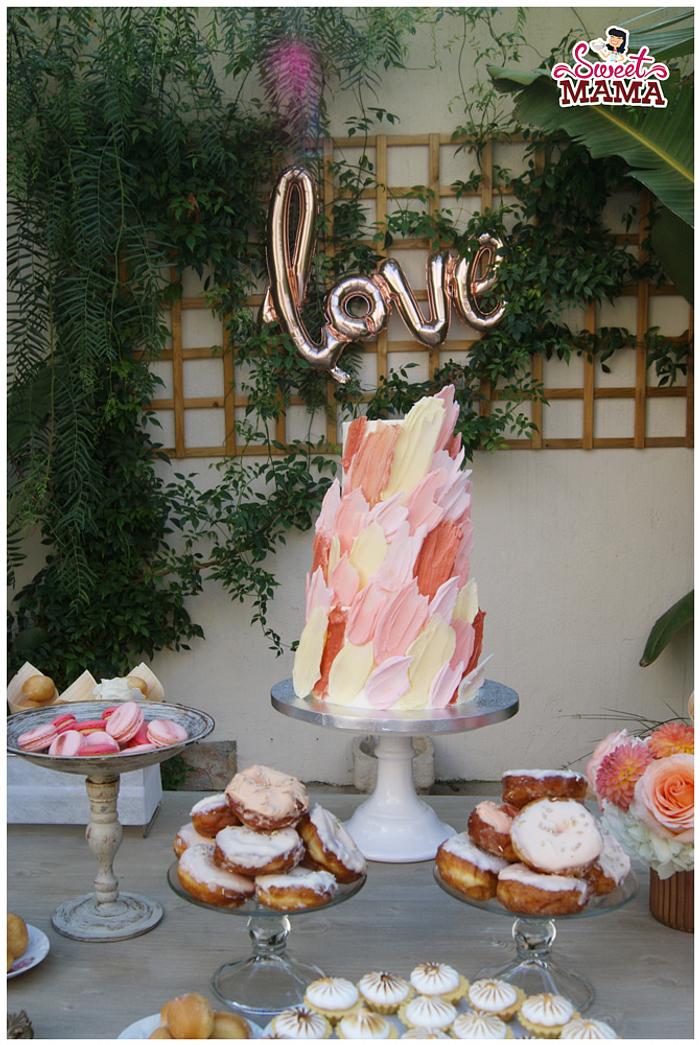 Blush & Coral Wedding Cake